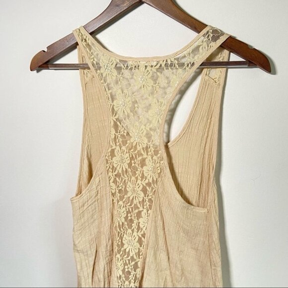 C'est Toi Racerback Sleeveless Blouse Rayon w/ Lace Back Cream Small - Picture 5 of 8